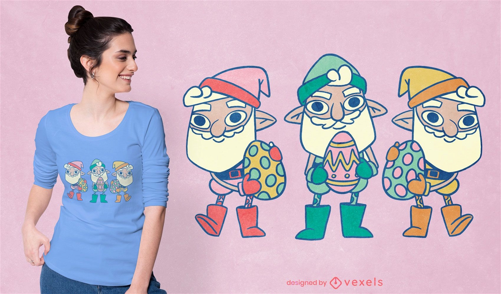 Easter gnomes cartoon t-shirt design