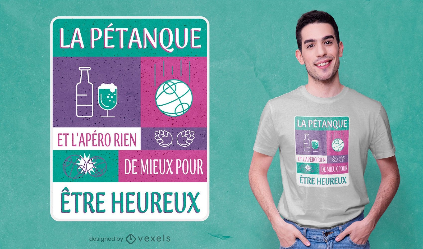 Petanque and aperitif t-shirt design