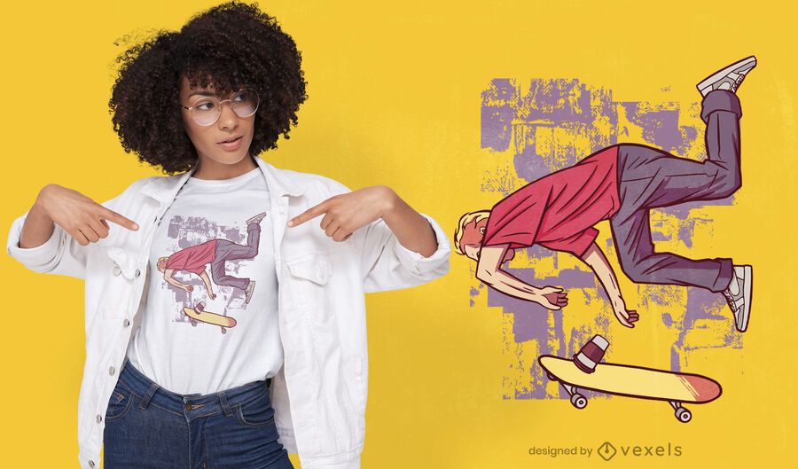 Skater fallendes T-Shirt Design Skater fallendes T-Shirt Design