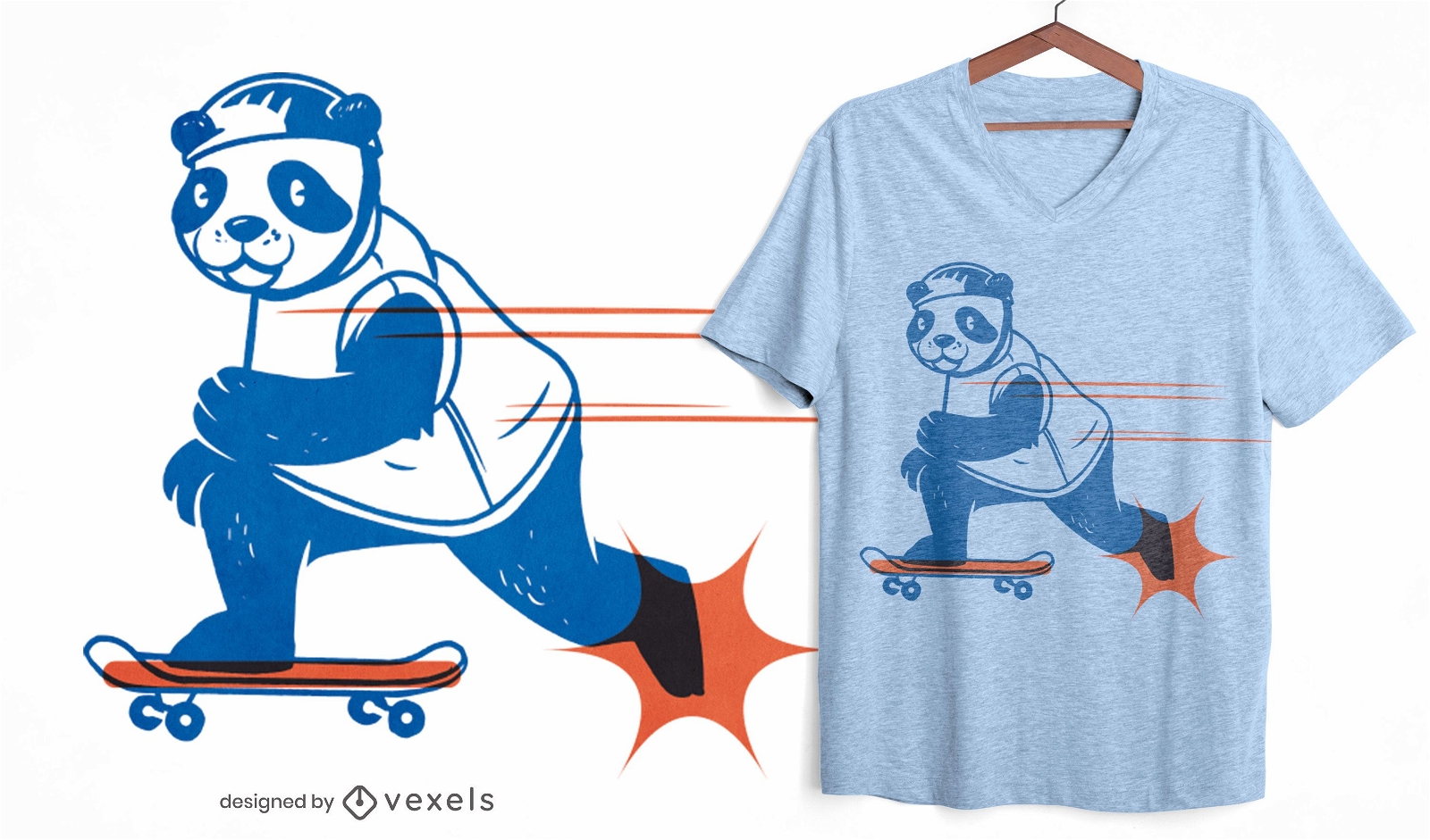 Design de camiseta skatista panda