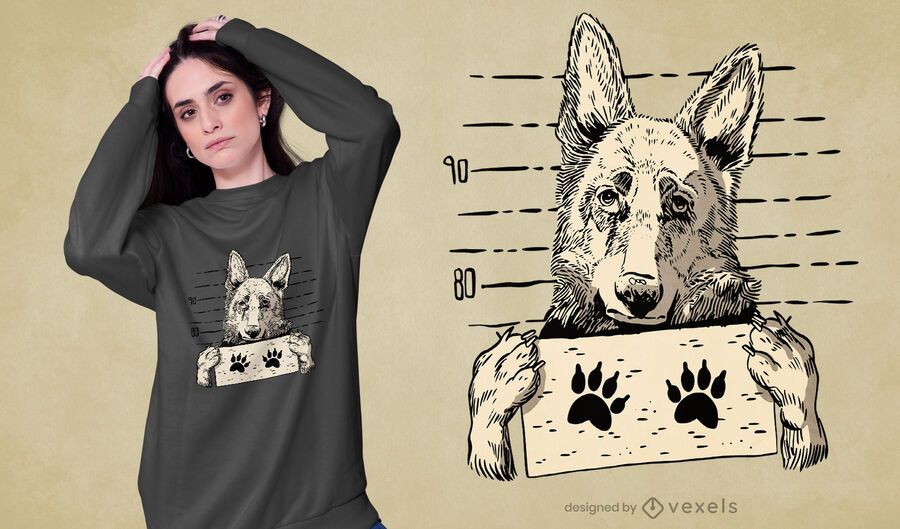 German Shepherd dog mugshot t-shirt design German Shepherd dog mugshot t-shirt design