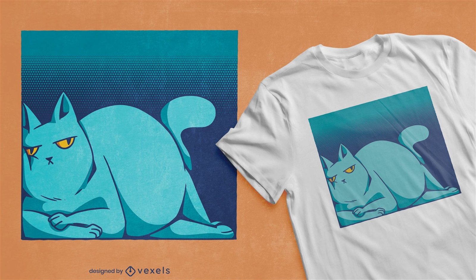 Design de camiseta quadrada para gato pregui?oso