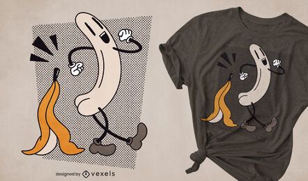 Design de t-shirt retro cartoon de banana nua