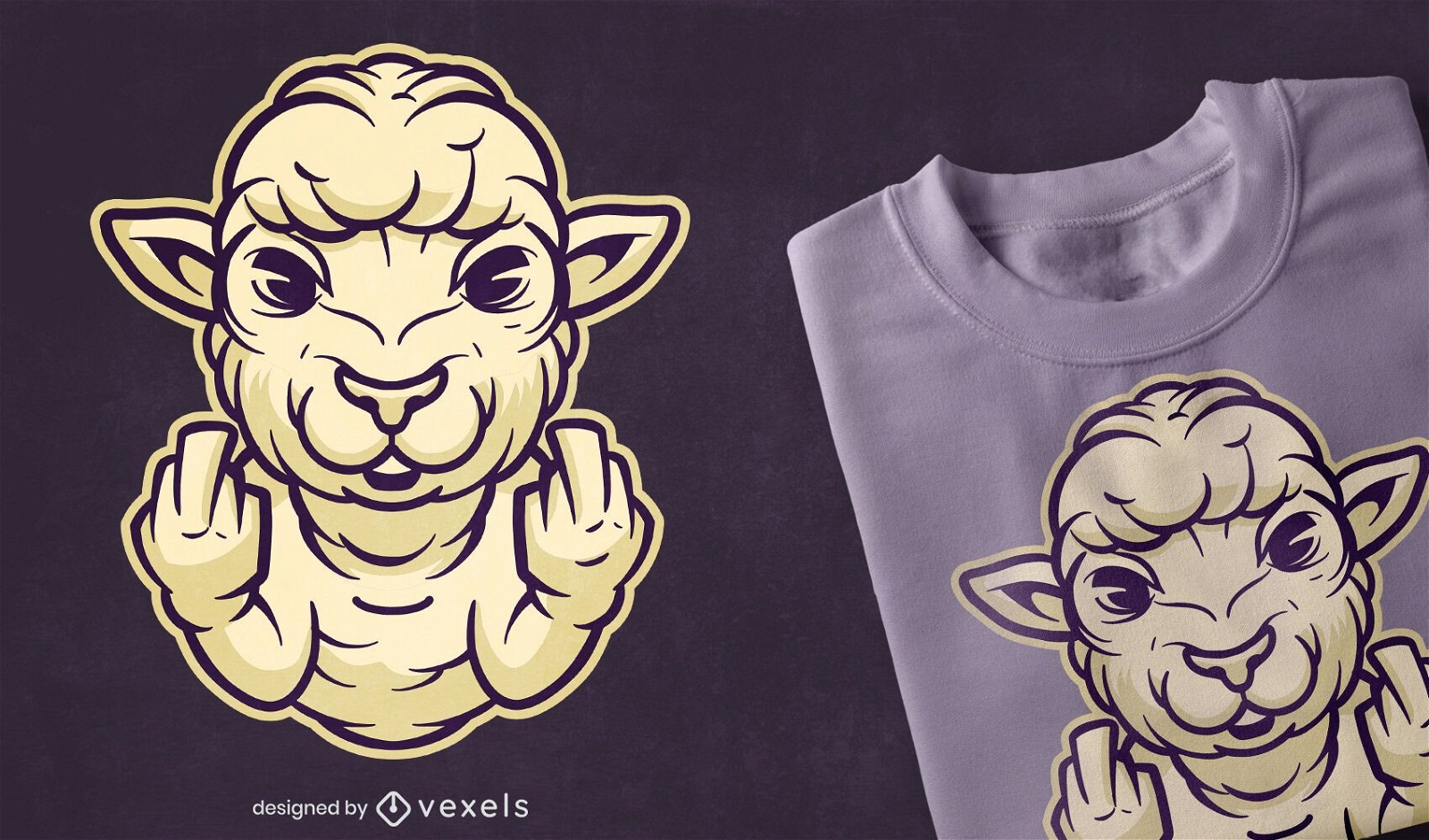 Design de t-shirt de dedo médio de ovelha