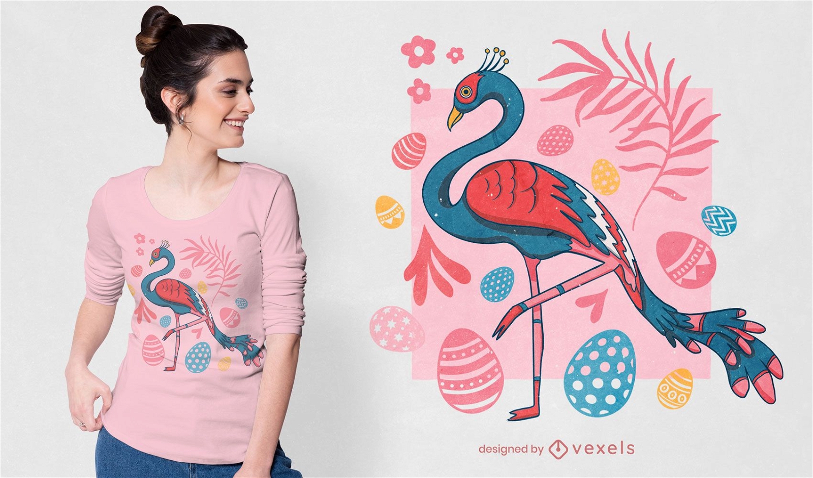 Ostern Flamingo T-Shirt Design