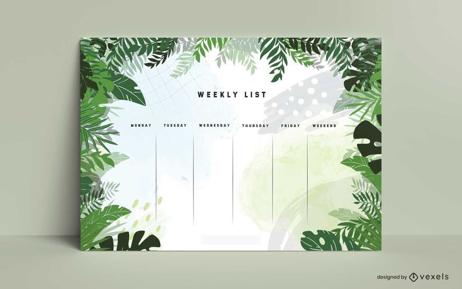 Jungle leaves weekly planner design Jungle leaves weekly planner design
