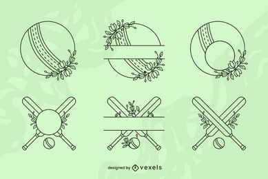 Conjunto de arte de equipamentos esportivos de críquete