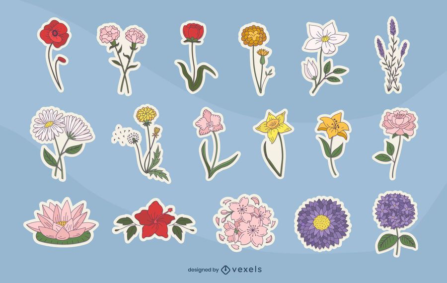 Spring flower colorful sticker set Spring flower colorful sticker set