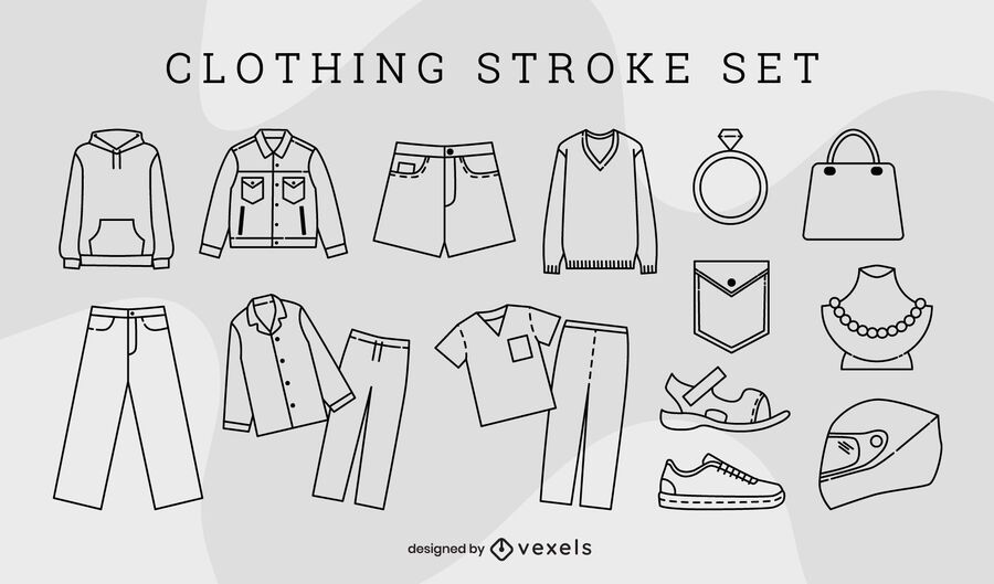 Clothing fashion line art element set Clothing fashion line art element set