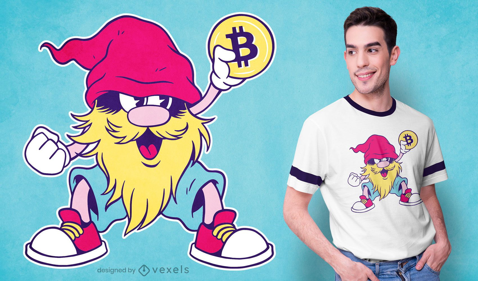 Diseño de camiseta de gnomo criptográfico