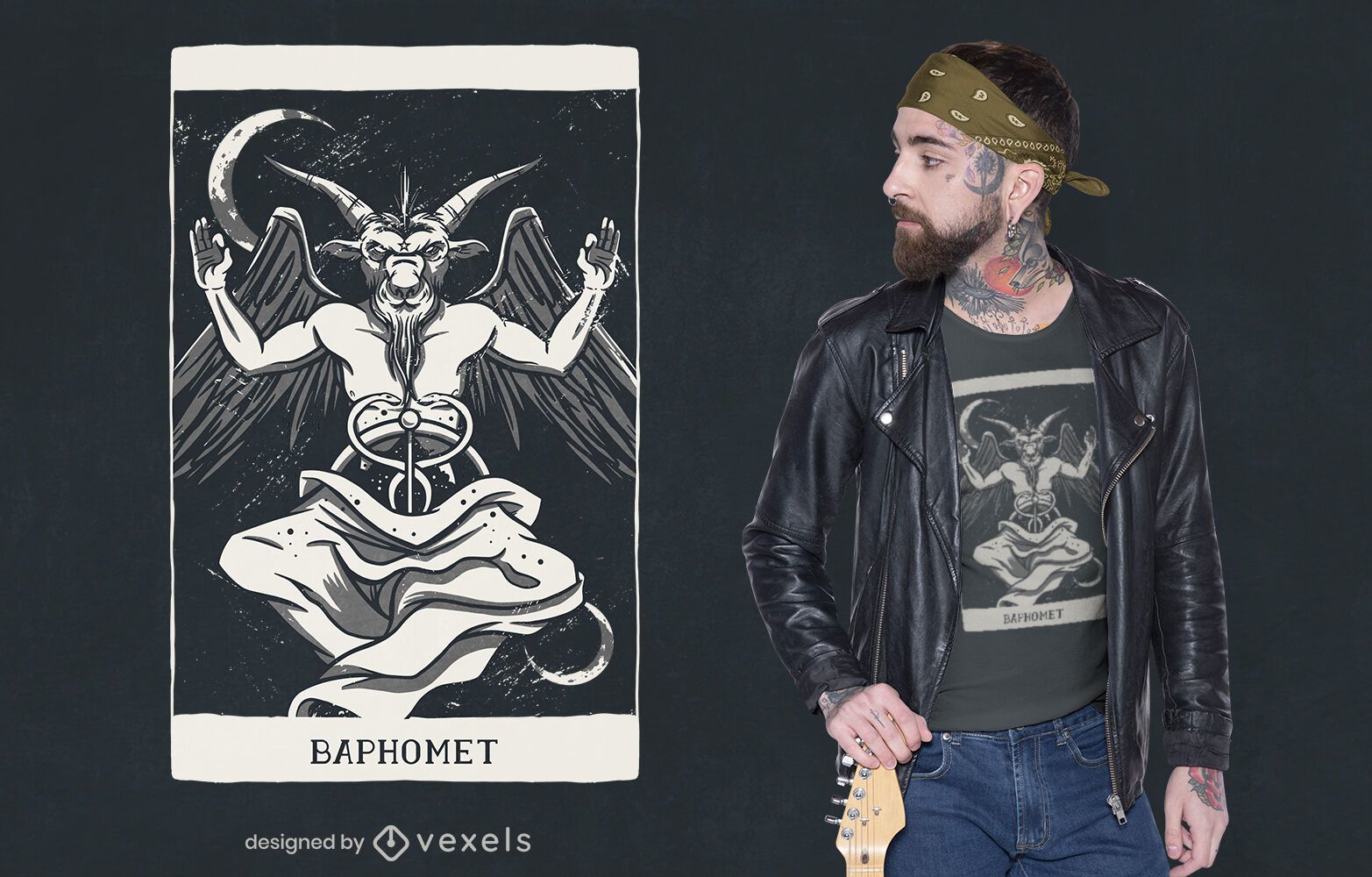Diseño de camiseta de tarjeta de demonio de Baphomet