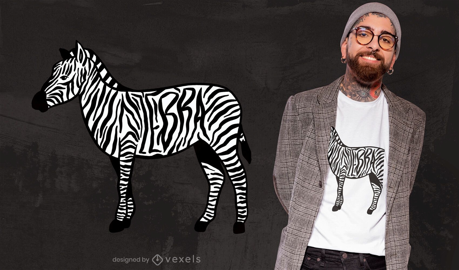 Design de t-shirt animal com listras de zebra
