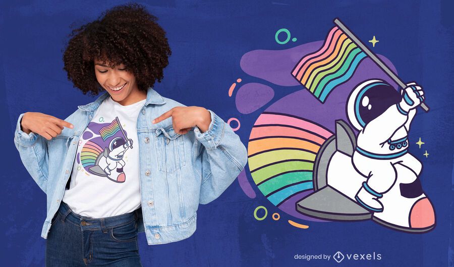 Astronaut pride cartoon t-shirt design Astronaut pride cartoon t-shirt design