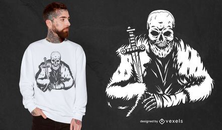 Design de camiseta com esqueleto Viking