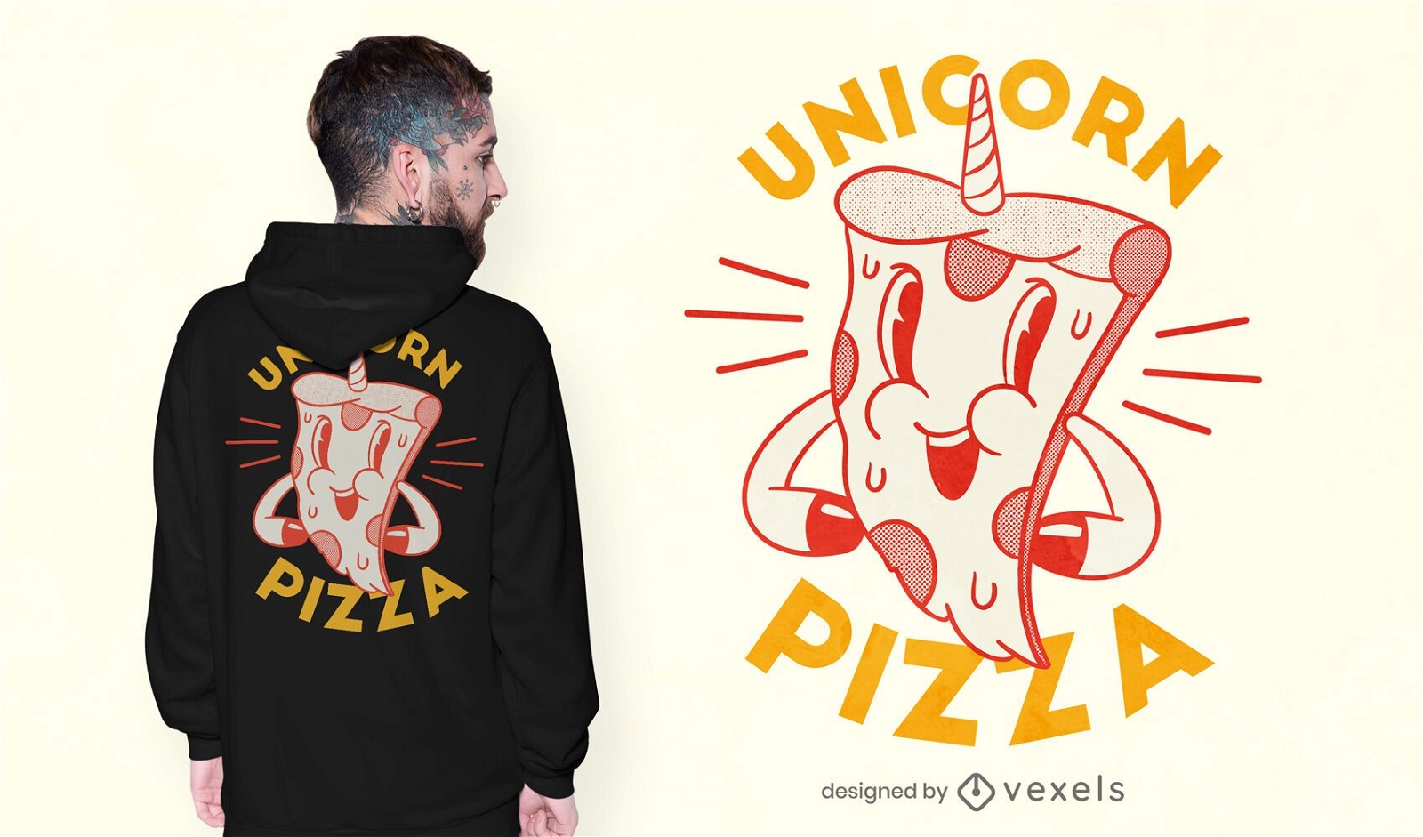 Design de t-shirt de pizza Unicorn