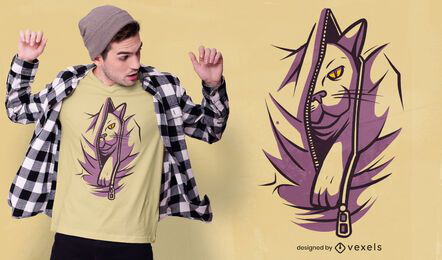 Zipper cat t-shirt design