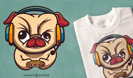 Diseño de camiseta gamer pug