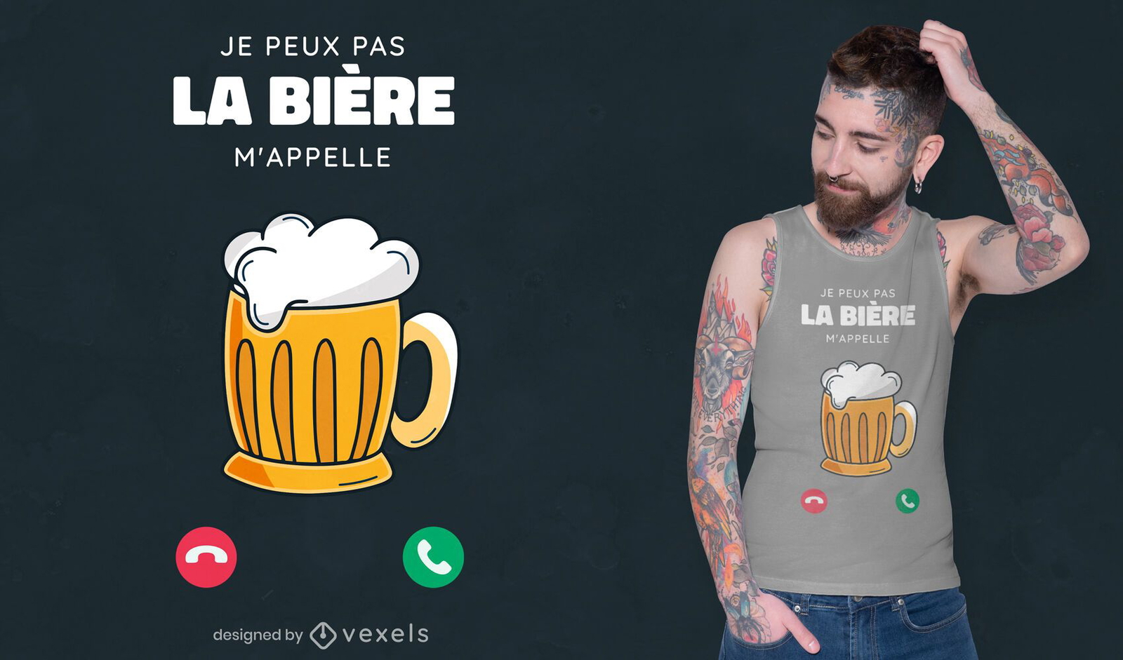 La cerveza me llama diseño de camiseta.