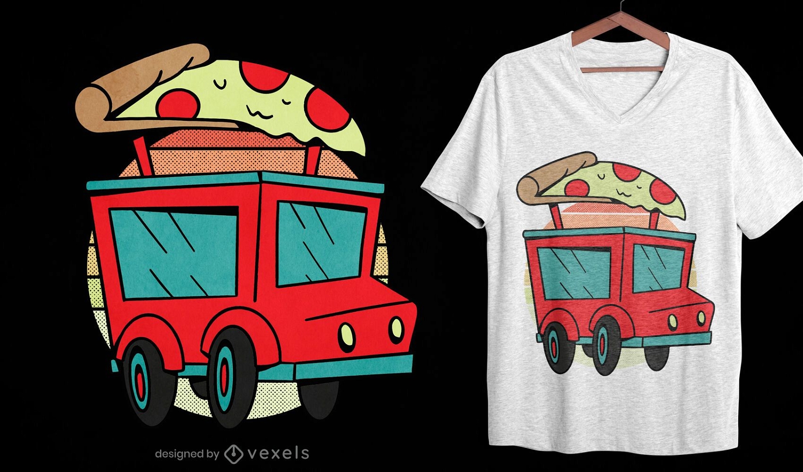 Design de t-shirt para entrega de pizza