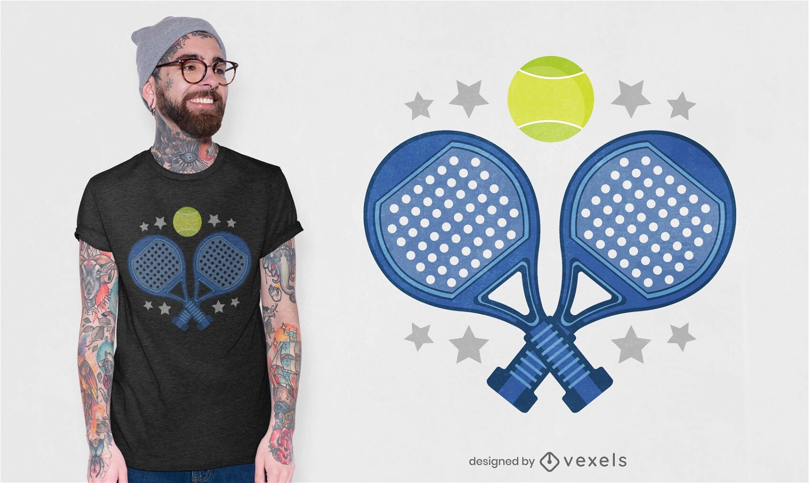 Design de t-shirt das raquetes de padel