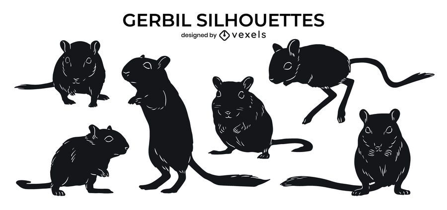 Gerbil animal silhouette set Gerbil animal silhouette set