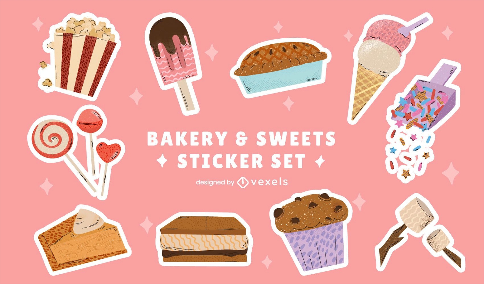 Sweet bakery dessert sticker pack