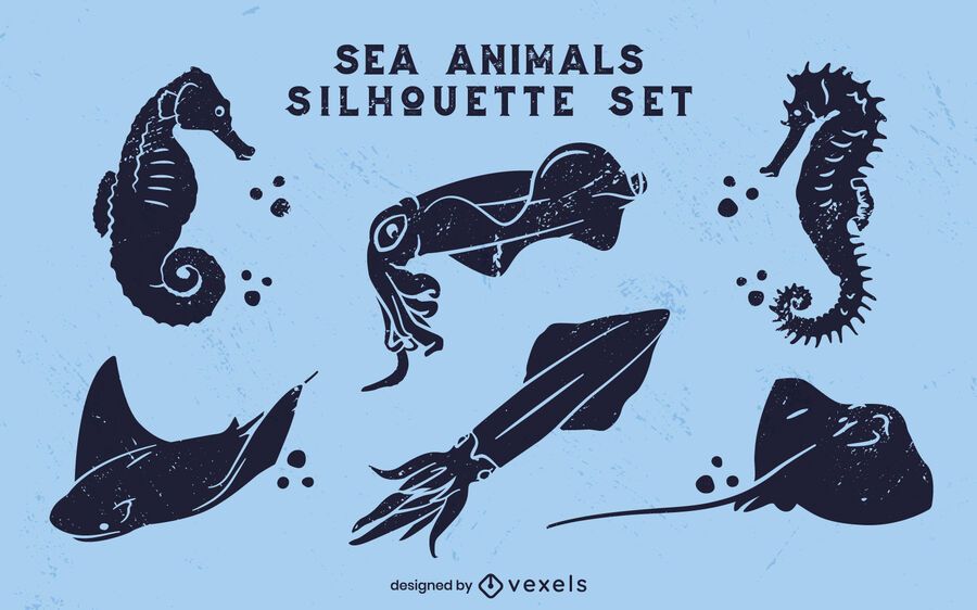 Sea animals ocean cut-out set Sea animals ocean cut-out set