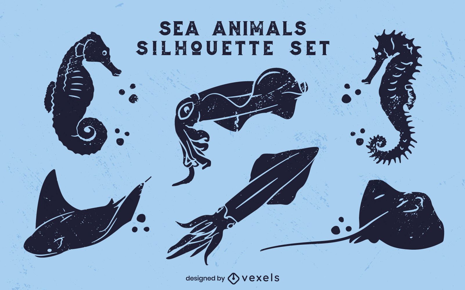 Sea animals ocean cut-out set