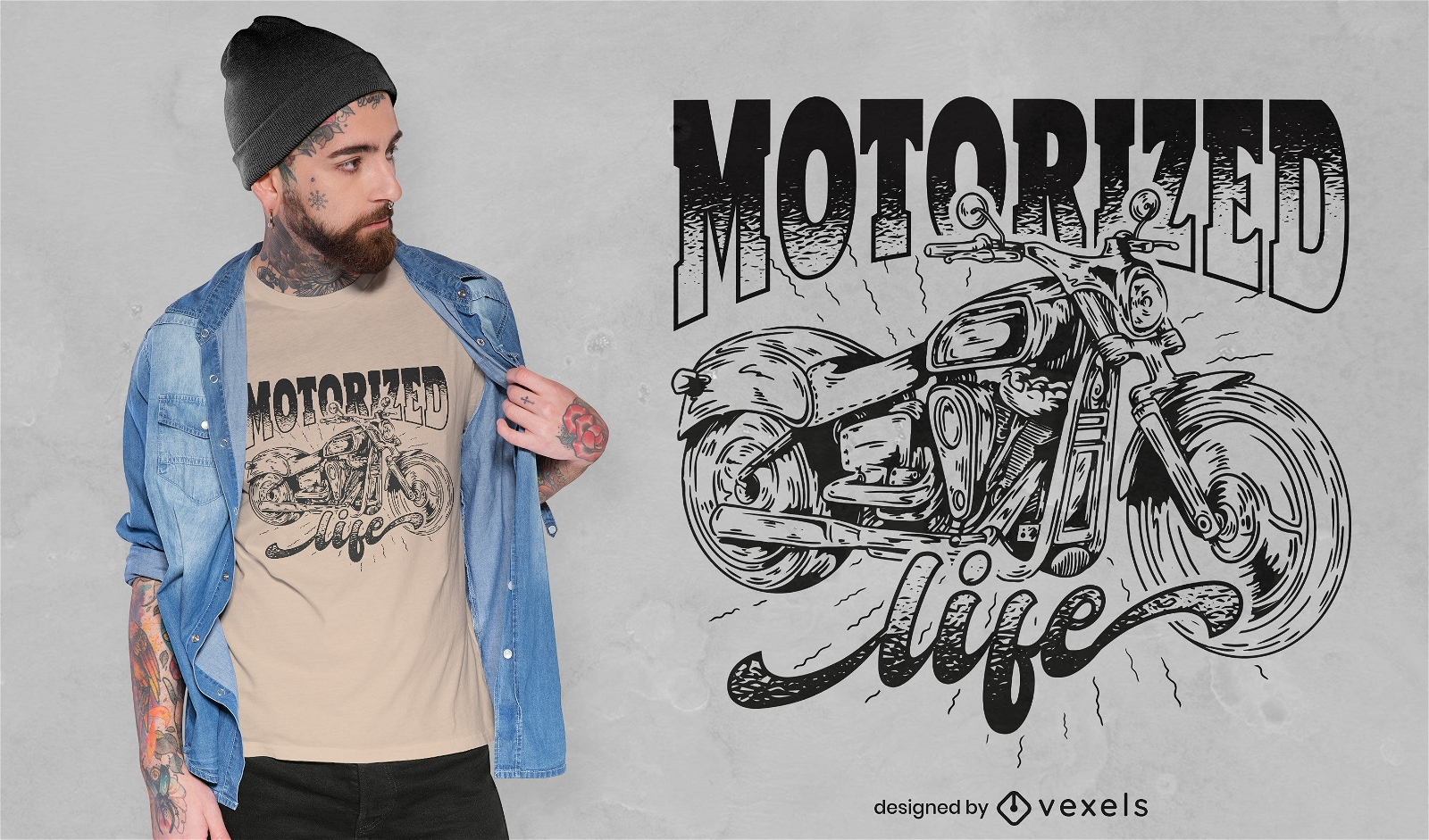 Diseño de camiseta de moto dibujada a mano
