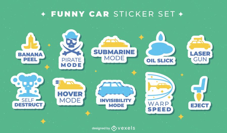 Car transportation sticker icon set Car transportation sticker icon set