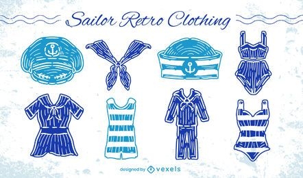 Sailor Uniform Kleidung Retro-Stil gesetzt