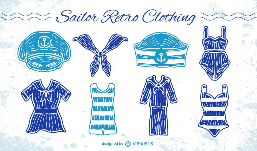 Sailor uniform clothes retro style set Sailor uniform clothes retro style set