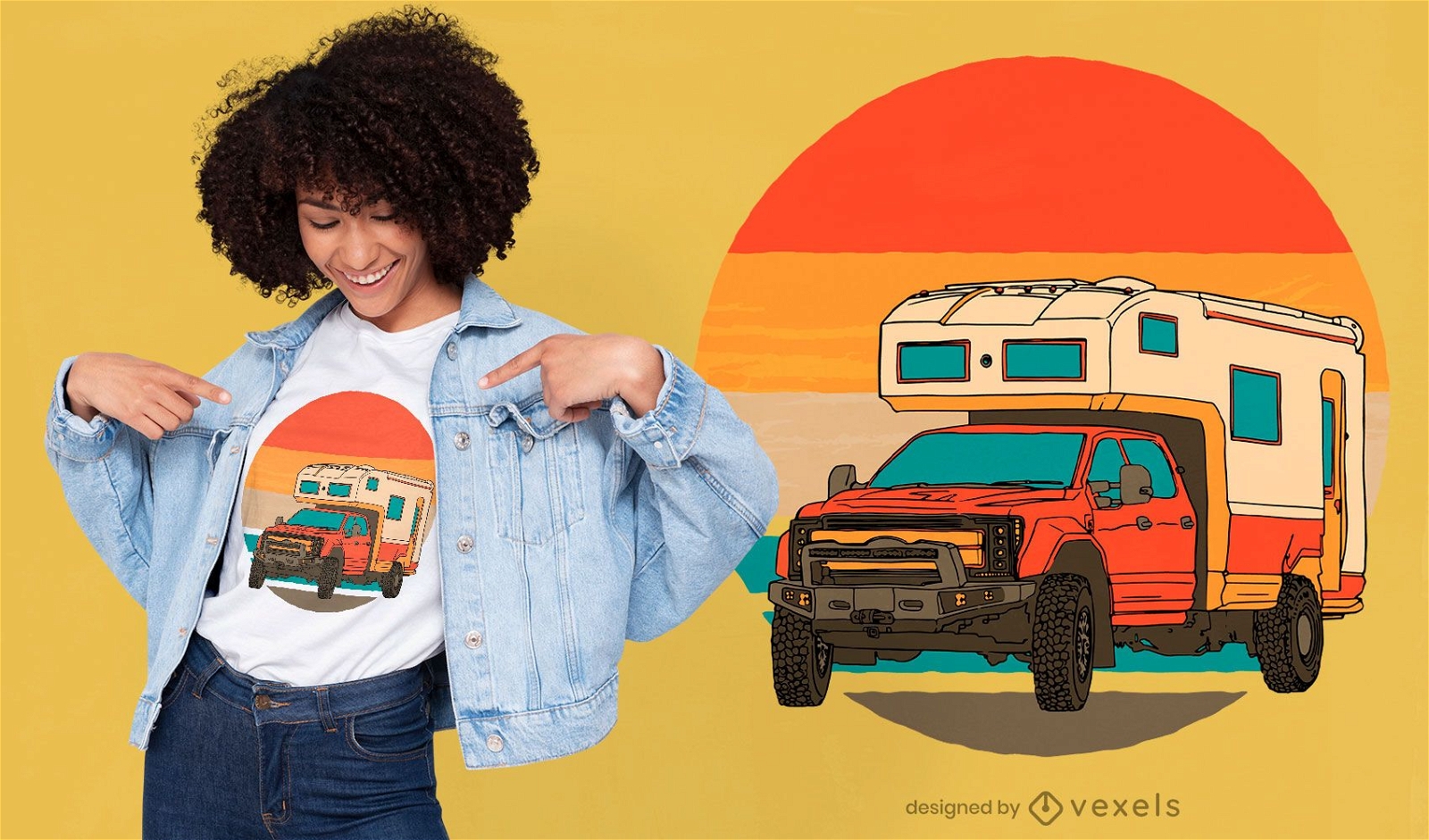 Offroad camper van t-shirt design