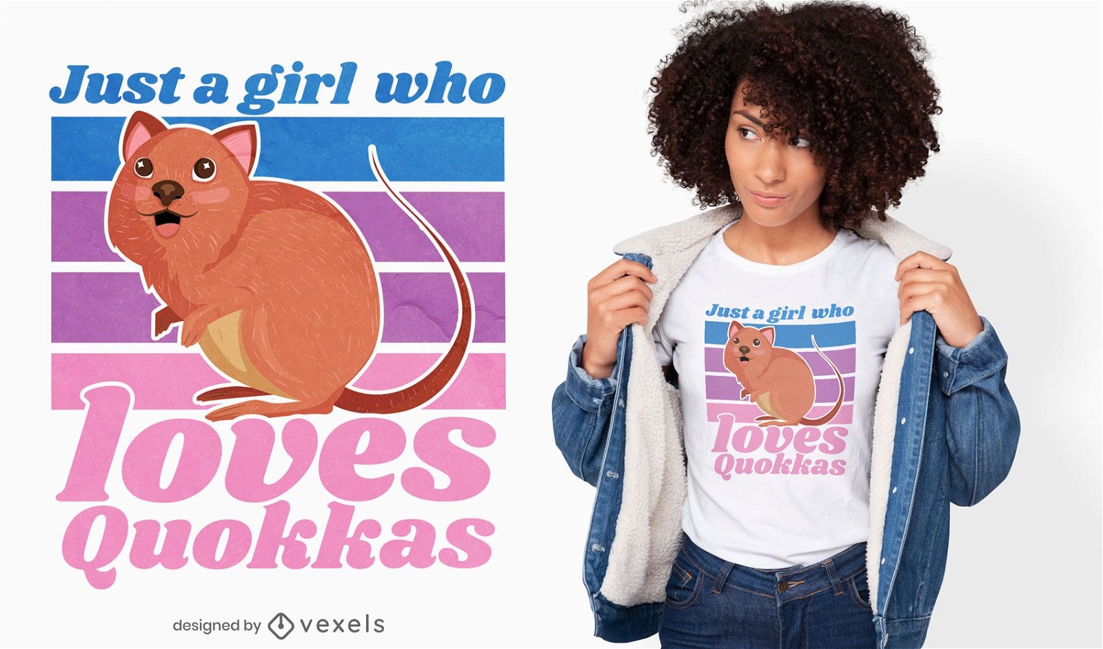 Design de camiseta com citação de garota Quokka