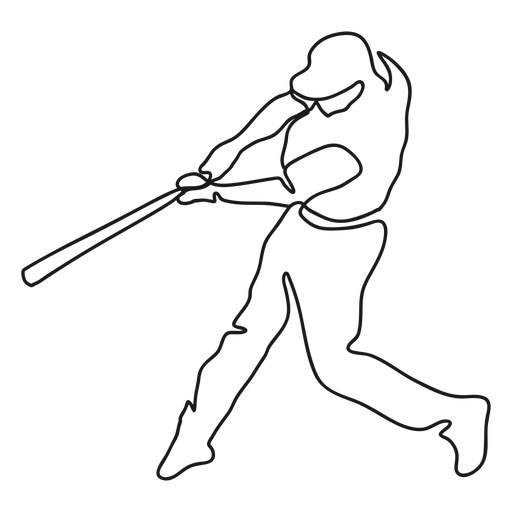 Baseball player batting continuous line PNG Design