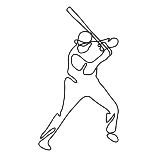Baseball player with bat continuous line PNG Design