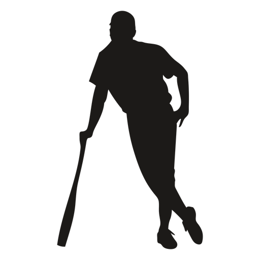 Batter standing with bat silhouette PNG Design