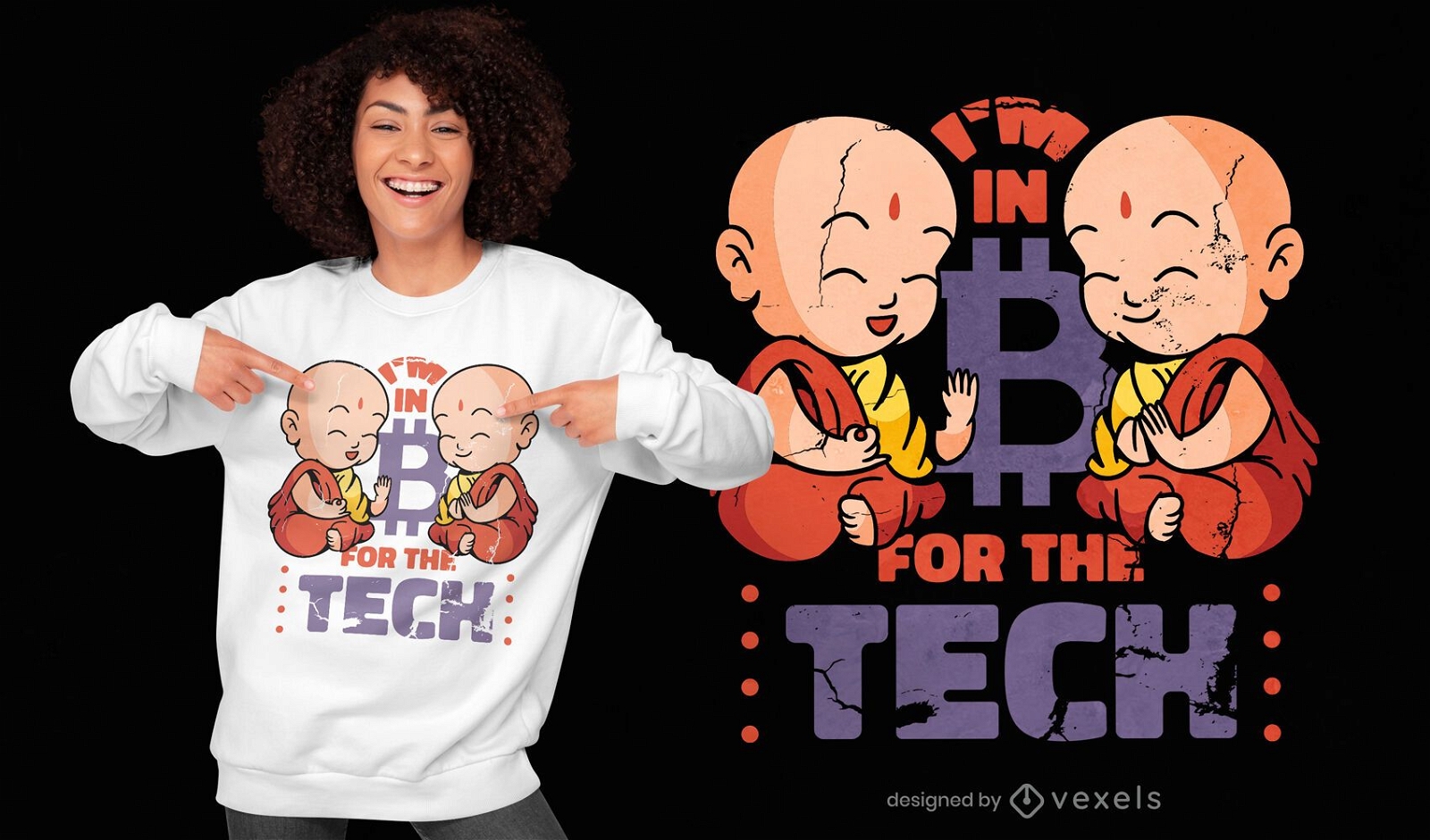 Monk crypto tech quote t-shirt design