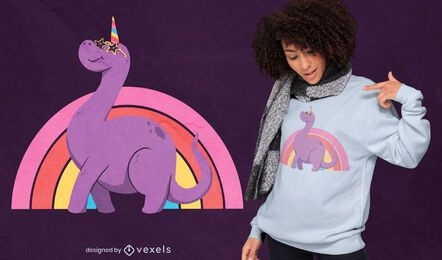 Diseño de camiseta de dinosaurio unicornio mix