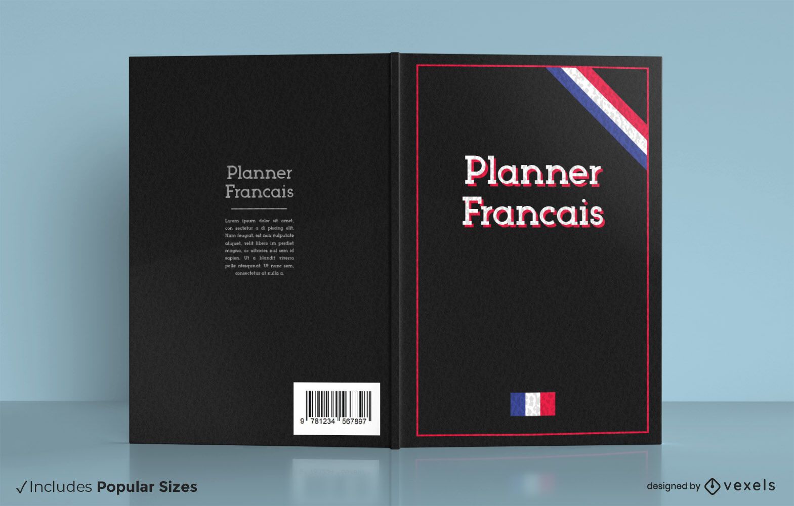 French planner book cover design