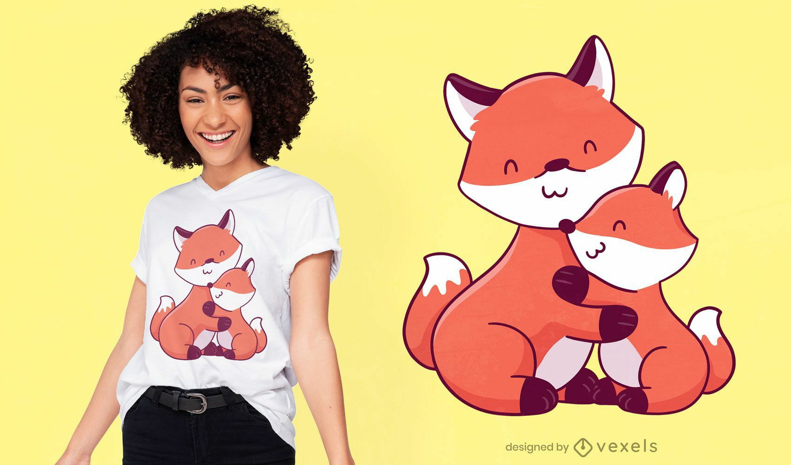 Desenho de t-shirt fofa da família Fox