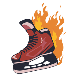 Ice hockey skate on fire semi flat Transparent PNG