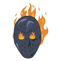 Ice hockey goalie mask with flames illustration PNG Design