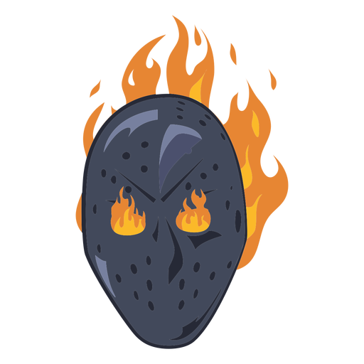 Ice hockey goalie mask with flames illustration