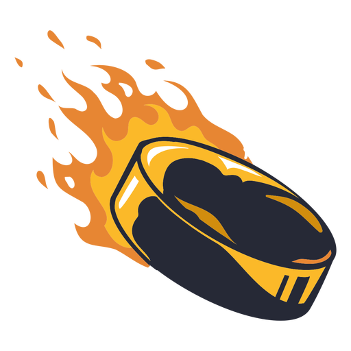 Hockey puck in flames illustration PNG Design