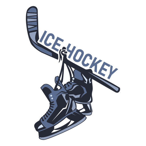 Ice hockey skates and stick badge illustration PNG Design