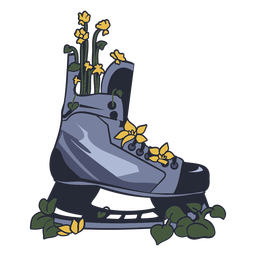 Ice hockey skate with flowers illustration PNG Design Transparent PNG