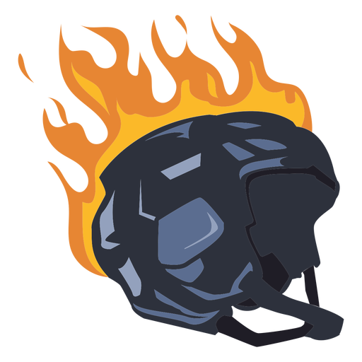 Ice hockey helmet on fire illustration PNG Design