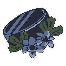 Hockey puck with flowers illustration PNG Design Transparent PNG