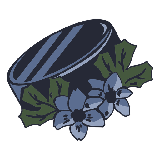 Hockey puck with flowers illustration